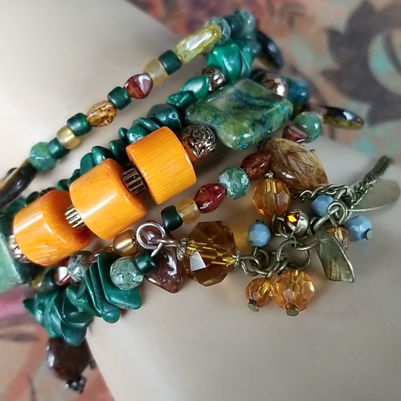 NWT Semi-precious Stone Beaded Wrap Bracelet - Picture 11 of 16